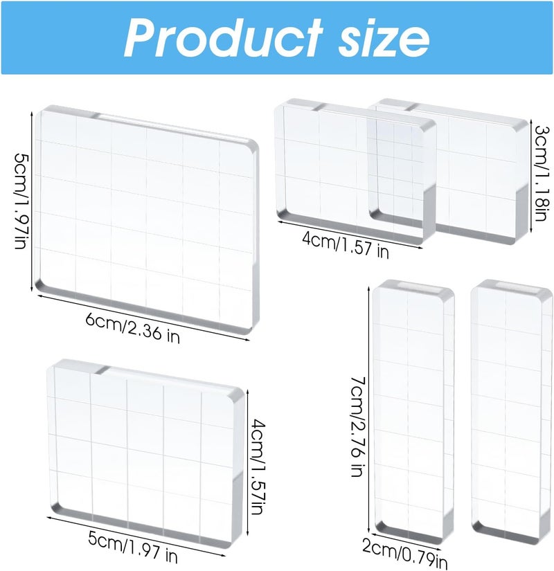guduling 6 Pcs Acrylic Stamping Blocks,Clear Acrylic Stamp Block,Acrylics Blocks for Stamping,with Grid Lines for Scrapbooking Crafts Card Making, Assorted Sizes - Image 2